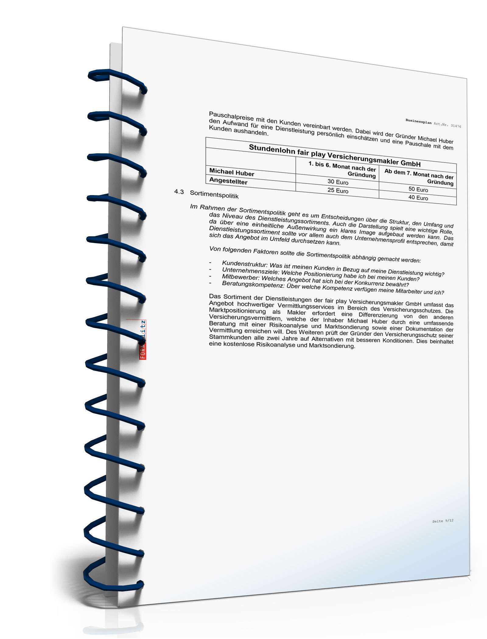 Businessplan Versicherungsmakler Excel. Seite: 11