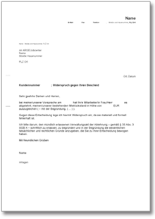 Widerspruch Ablehnung Übernahme Mietrückstände Word