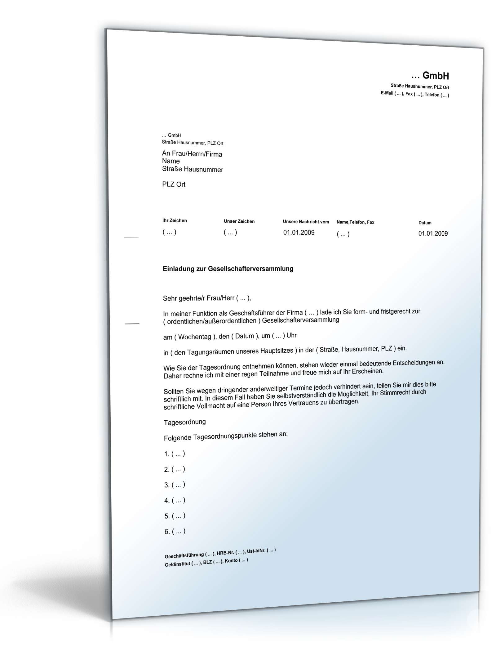 Einladung Gesellschafterversammlung PDF