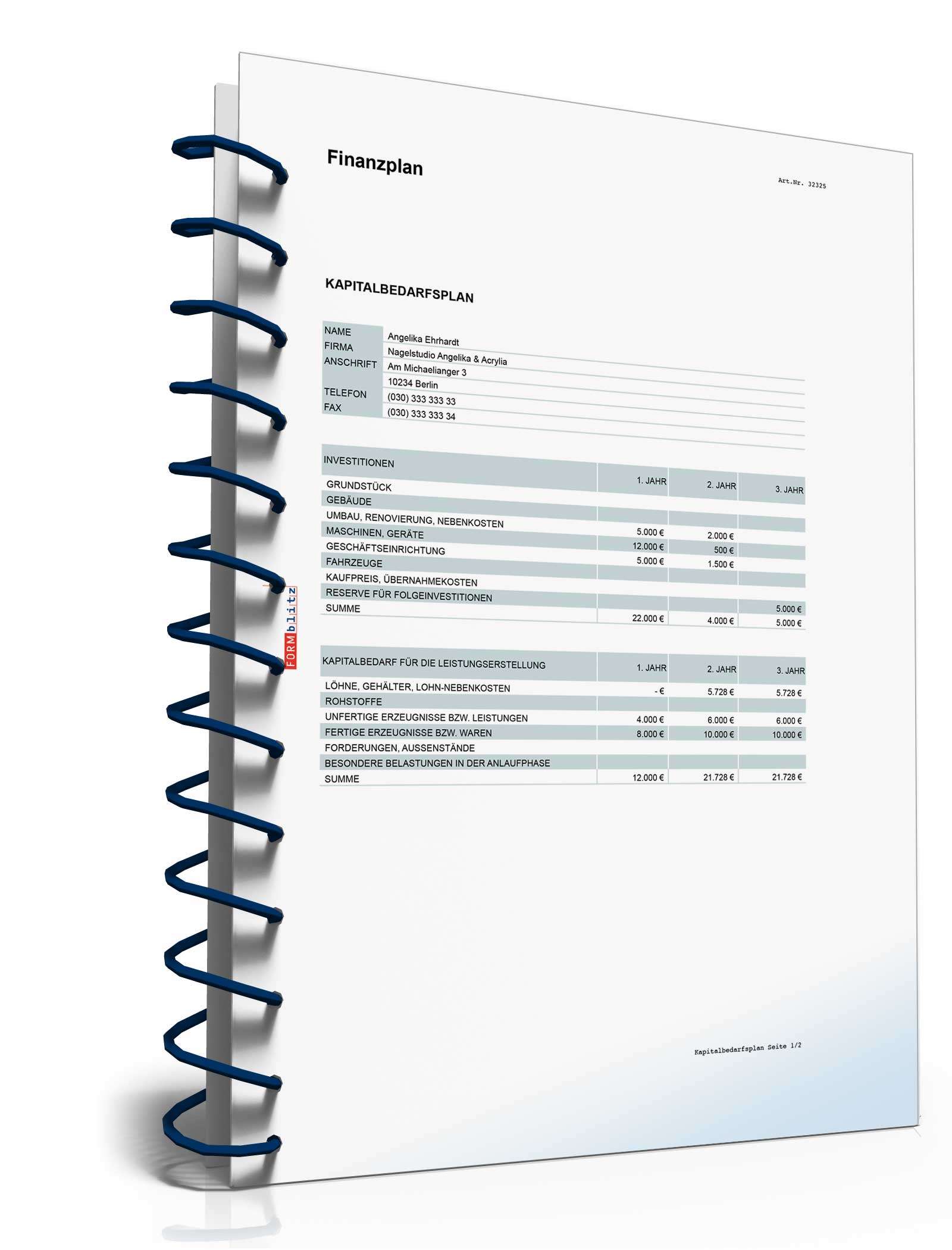 Businessplan Nagelstudio Excel. Seite: 16