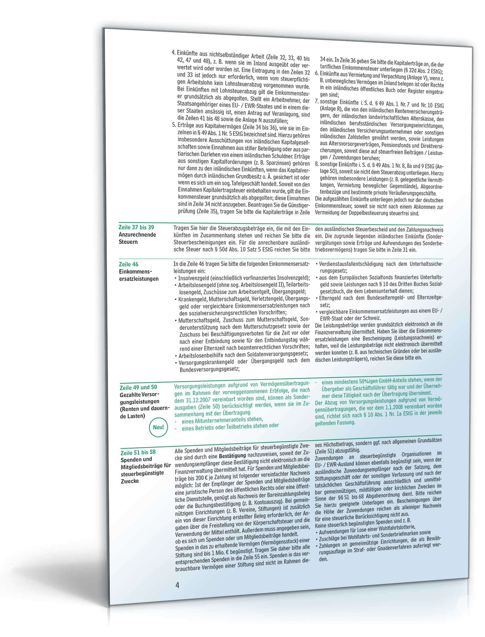 Anleitung zur Einkommensteuererklärung ESt1C 2015 PDF. Seite: 4