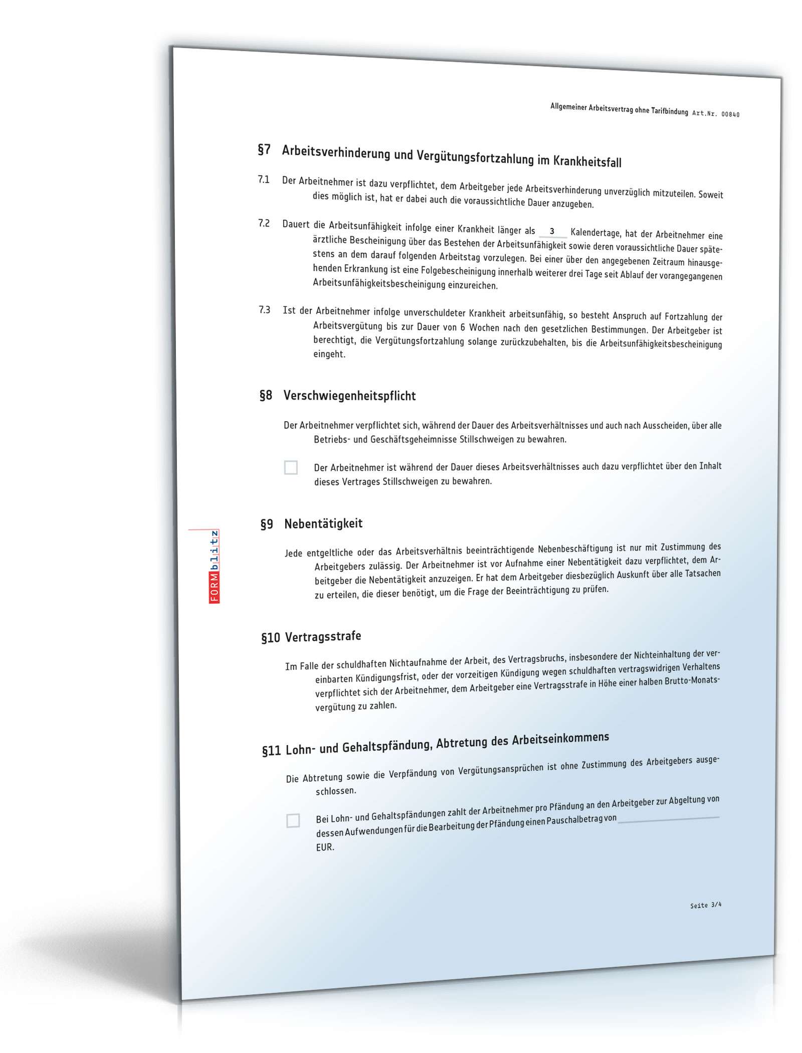 Arbeitsvertrag Muster PDF. Seite: 3