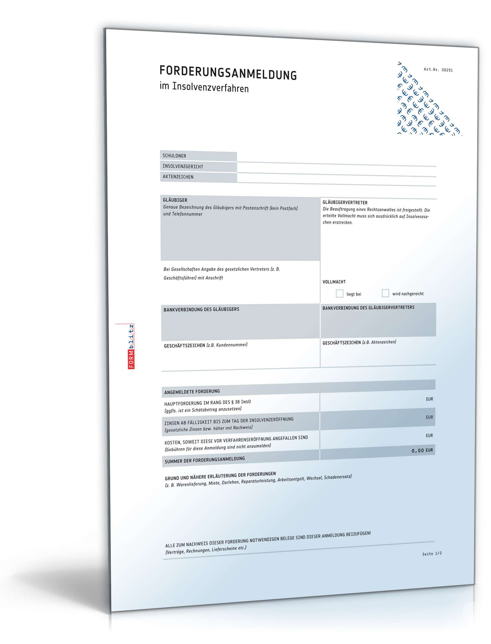 Anmeldung Forderung Insolvenzverfahren | Vorlage zum Download Anmeldung Forderung Insolvenzverfahren | Vorlage zum Download