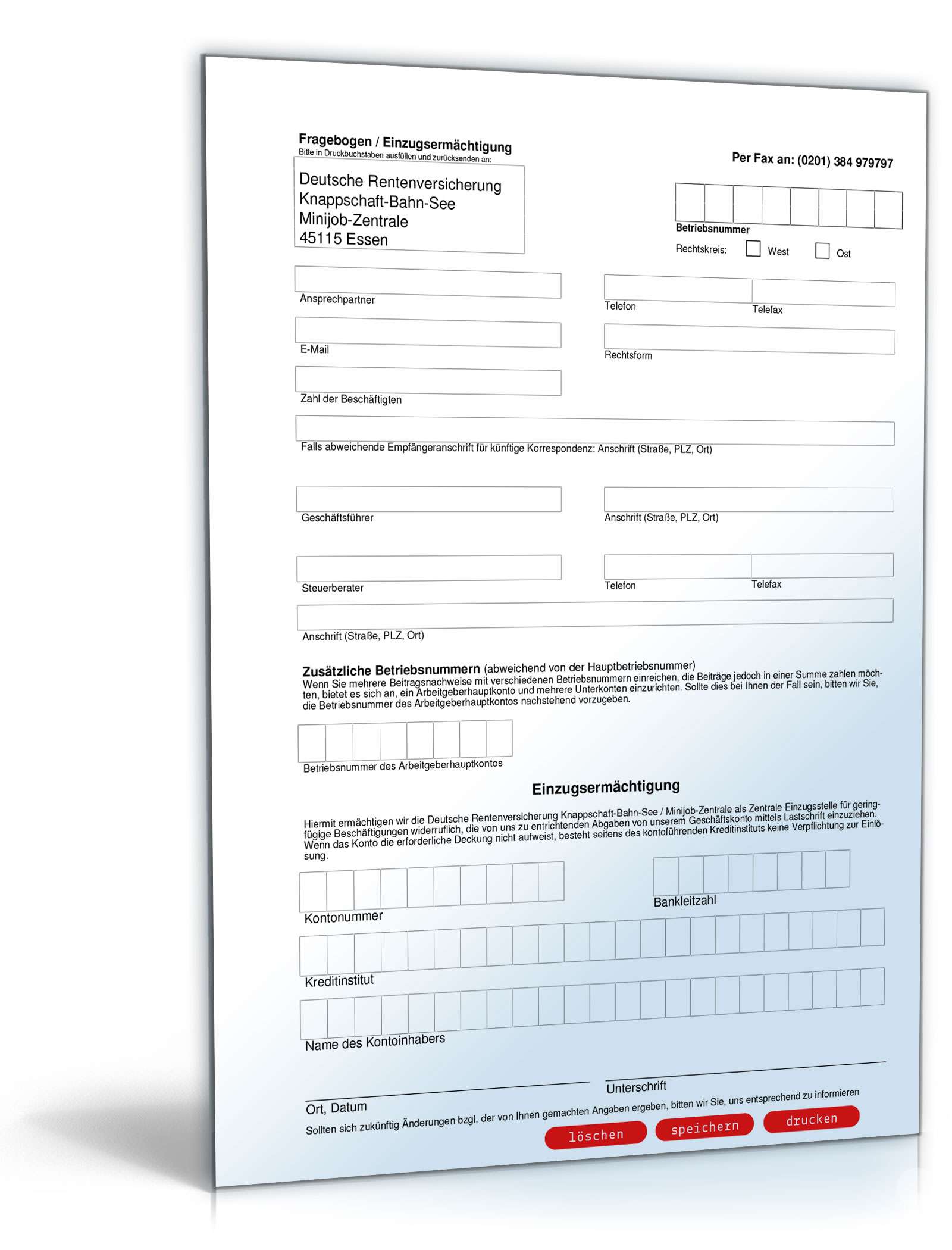 Einzugsermächtigung der Knappschaft-Bahn-See PDF