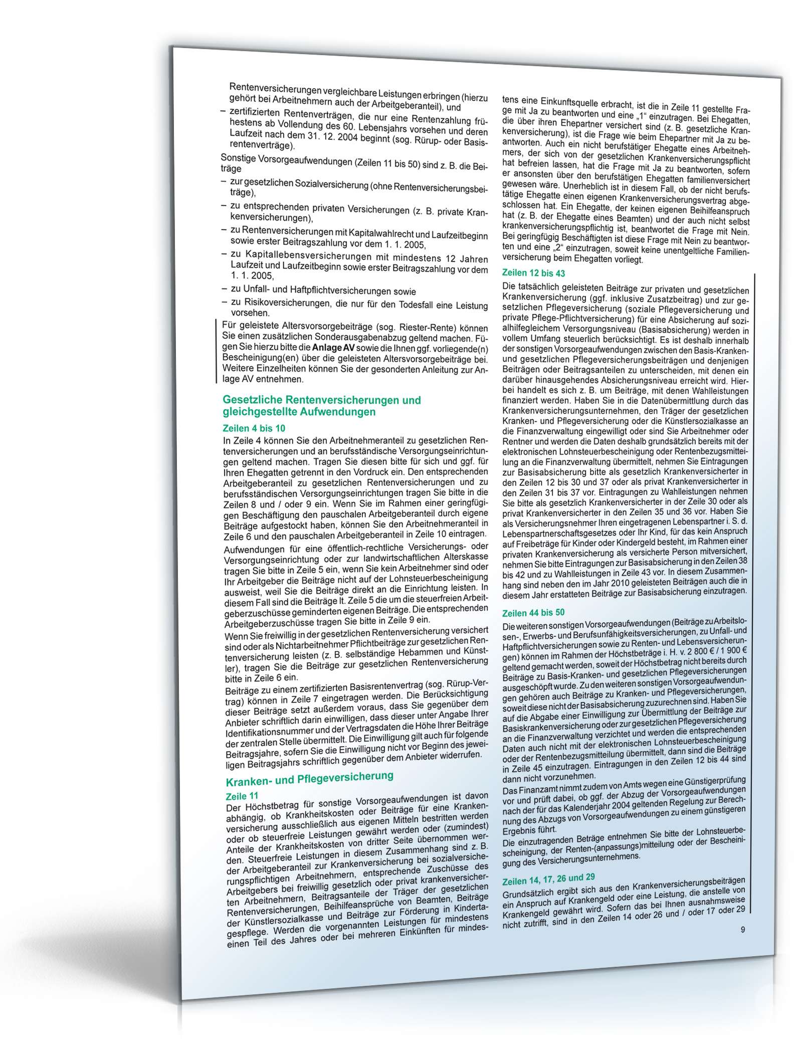 Anleitung zur Einkommensteuererklärung 2010 PDF. Seite: 9