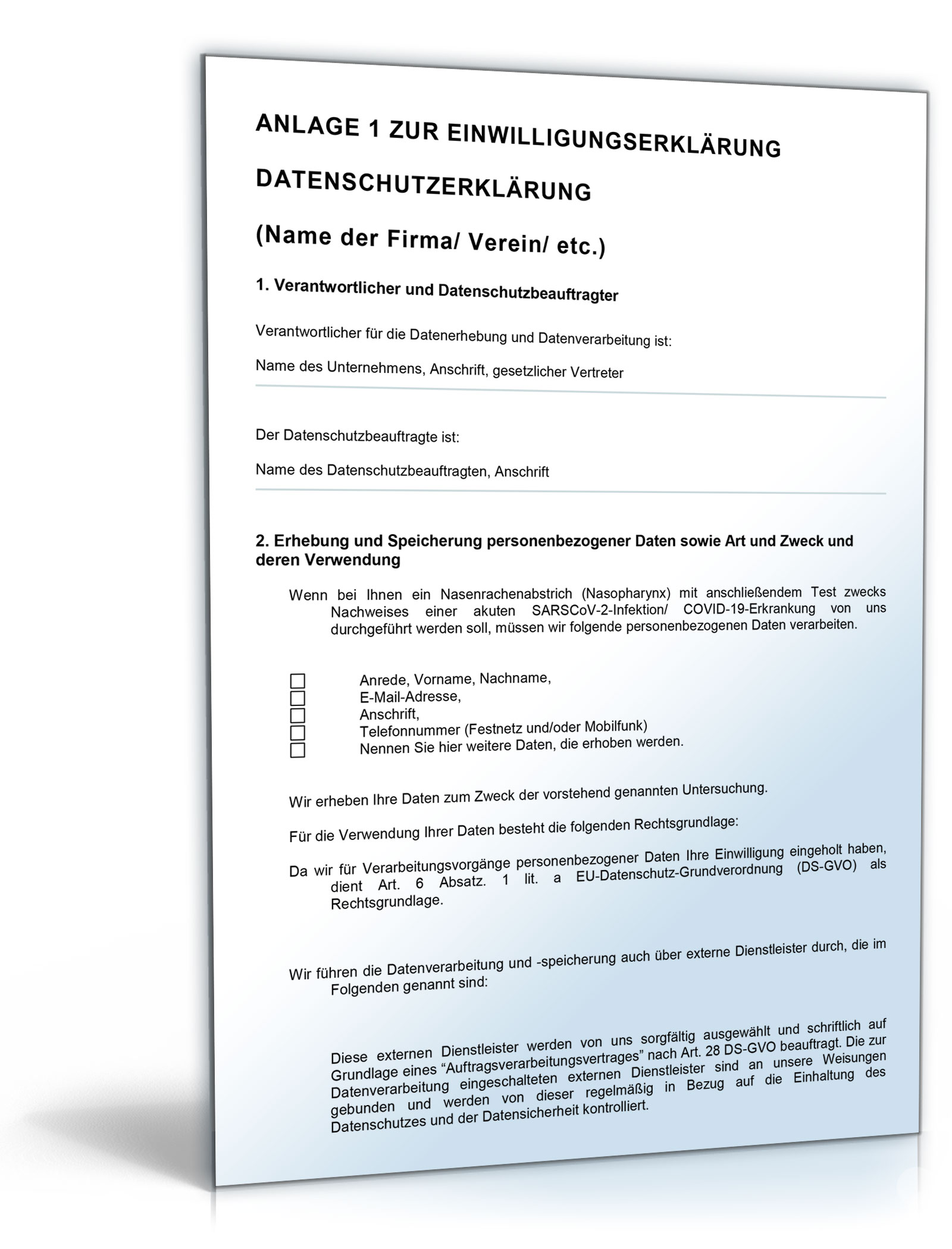 Einwilligungserklärung Corona-Test Arbeitnehmer Word. Seite: 3