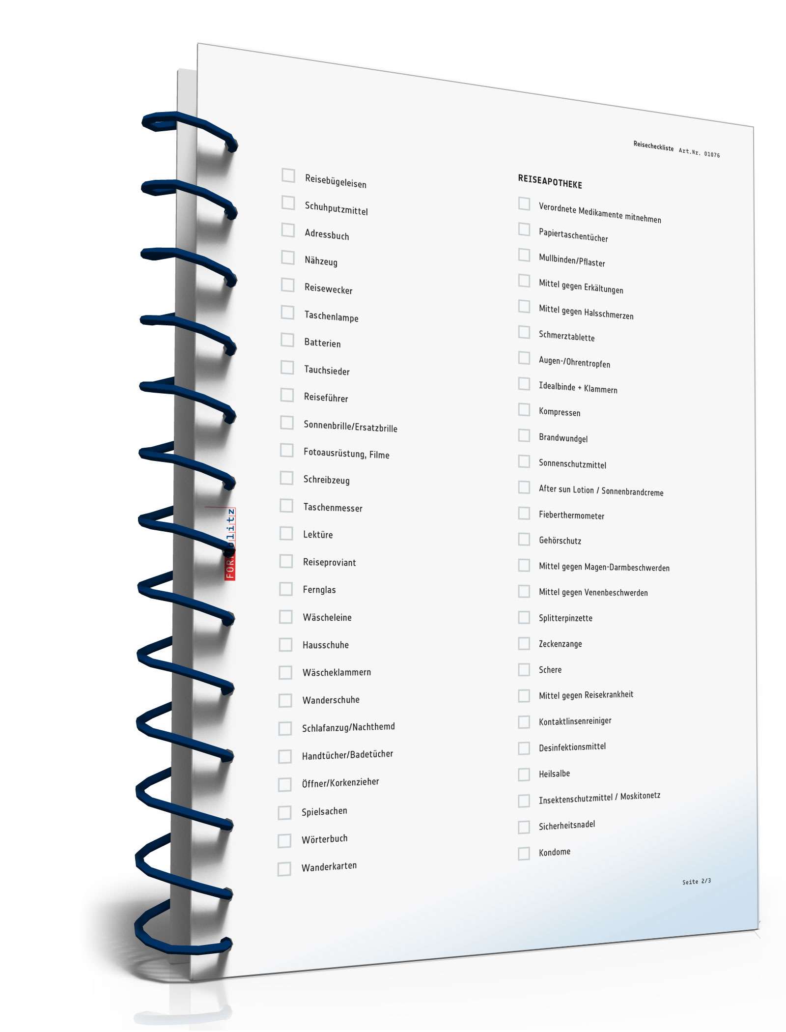 Checkliste Reisevorbereitung PDF. Seite: 2
