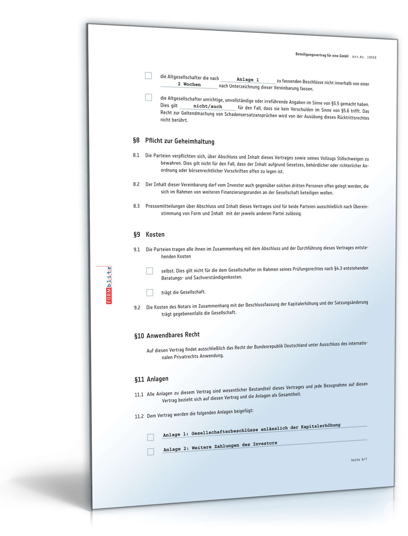 Beteiligungsvertrag GmbH PDF. Seite: 6