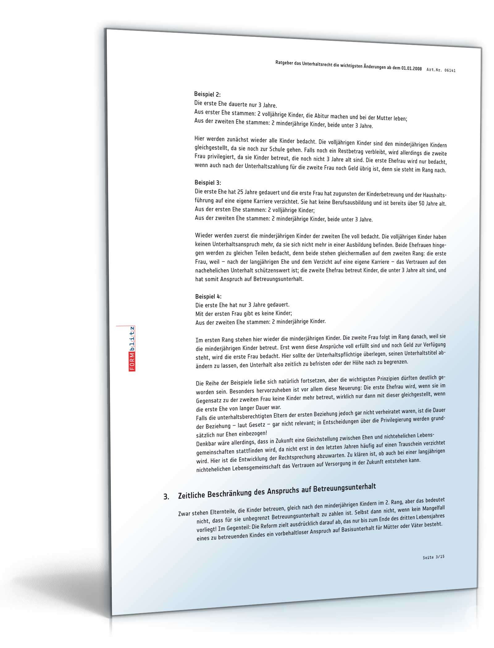 Ehevertrag nachehelicher Unterhalt inkl. Ratgeber Excel. Seite: 7