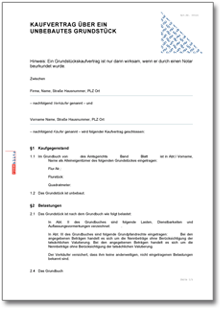 Kaufvertrag unbebautes Grundstück Word