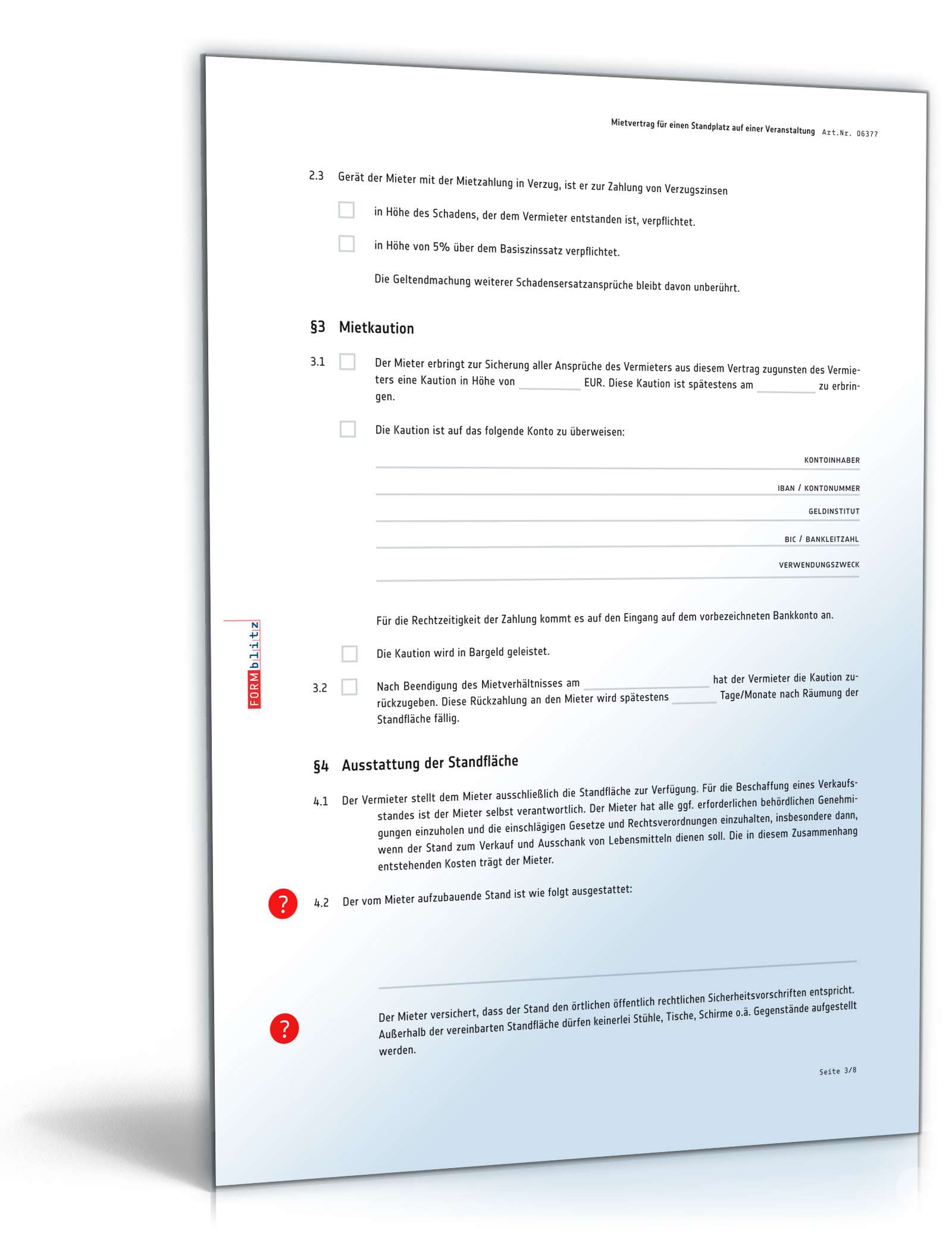 Mietvertrag Standplatz auf einer Veranstaltung PDF. Seite: 3