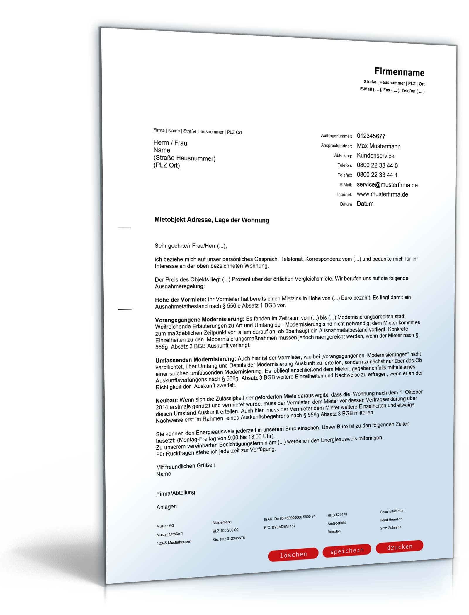 Auskunft Miethöhe PDF