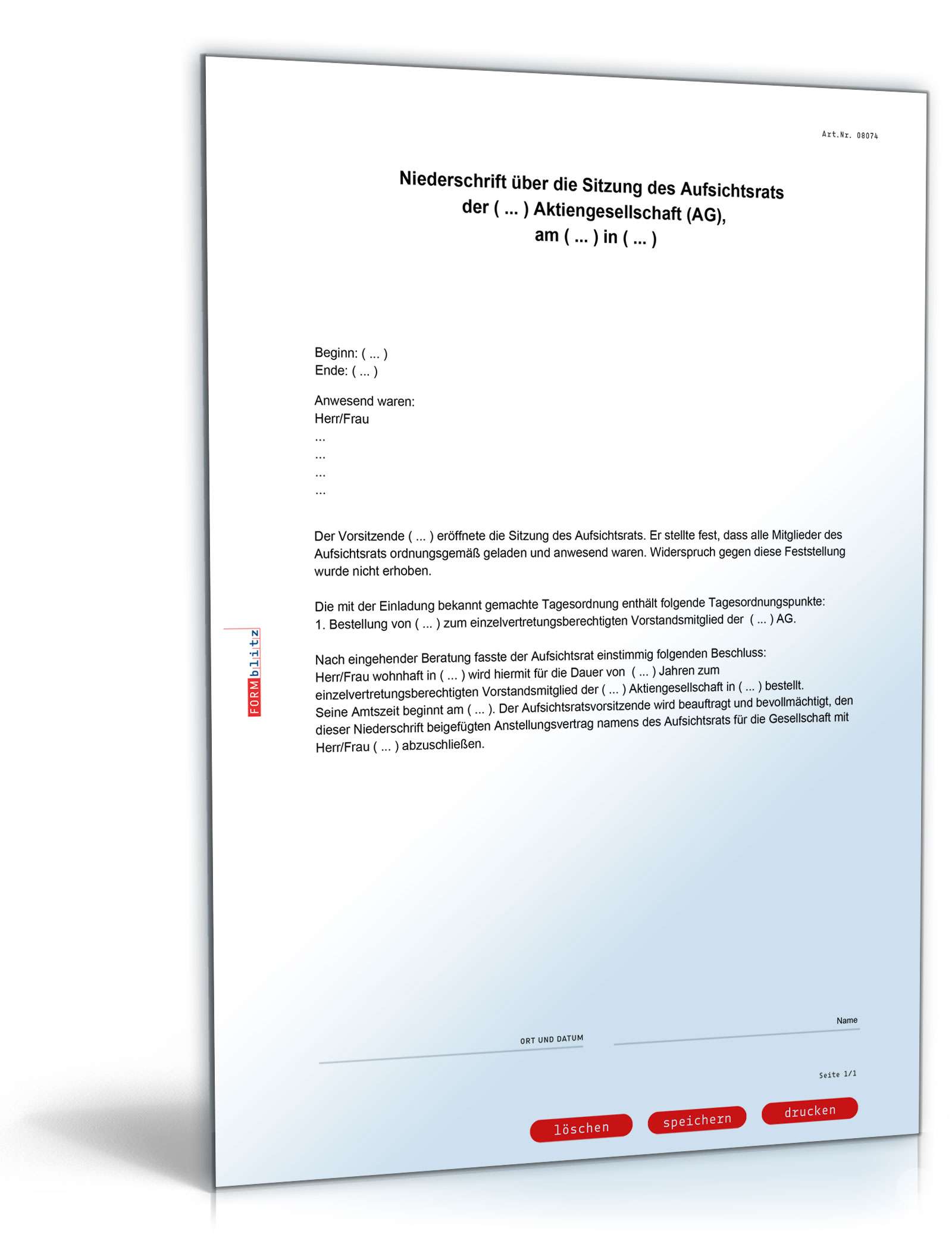 Bestellung Vorstand Aktiengesellschaft PDF