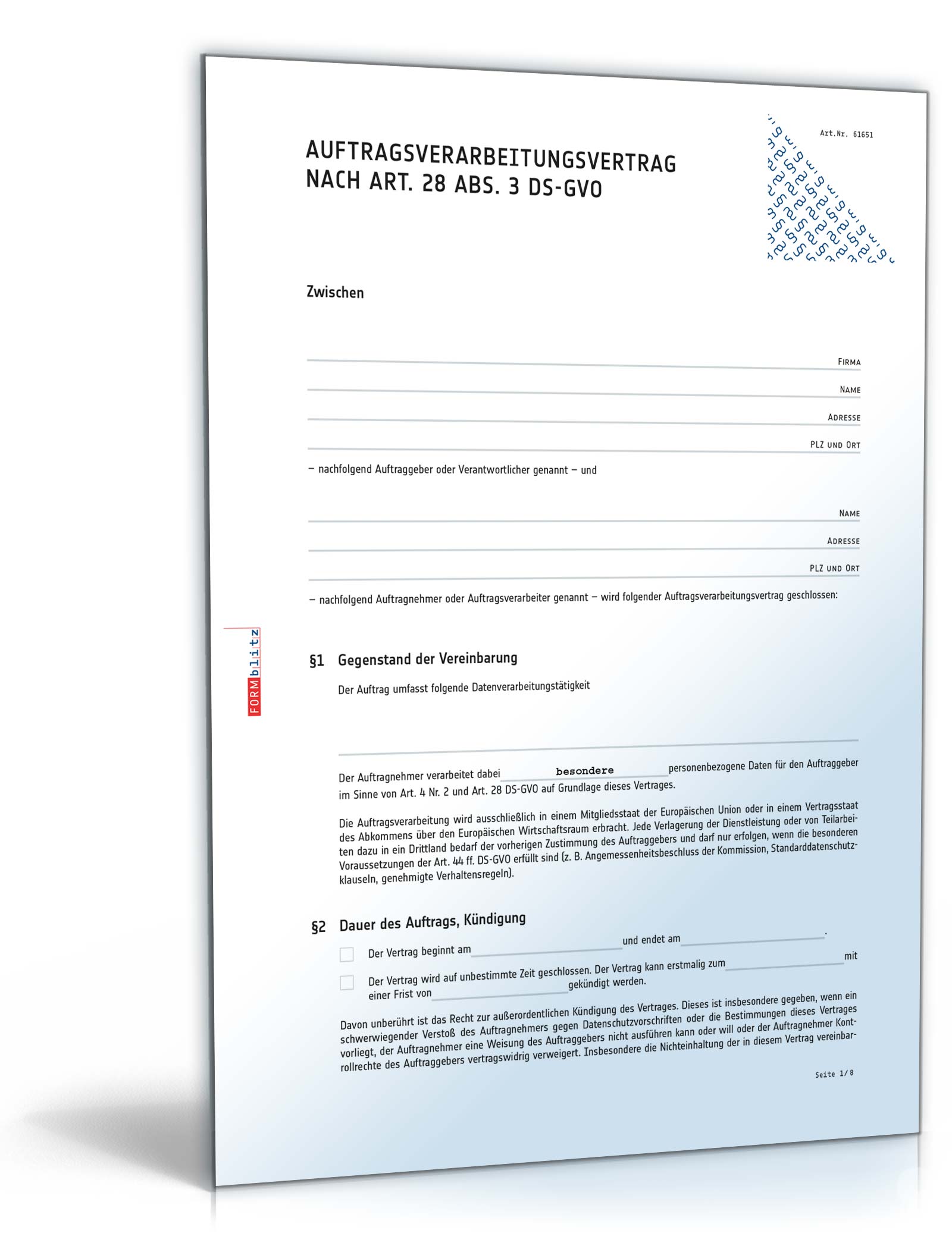 Vertrag Auftragsverarbeitung nach DSGVO PDF