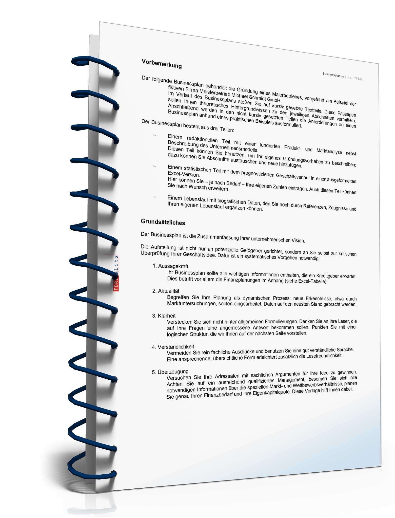 Businessplan Malerbetrieb Excel. Seite: 3