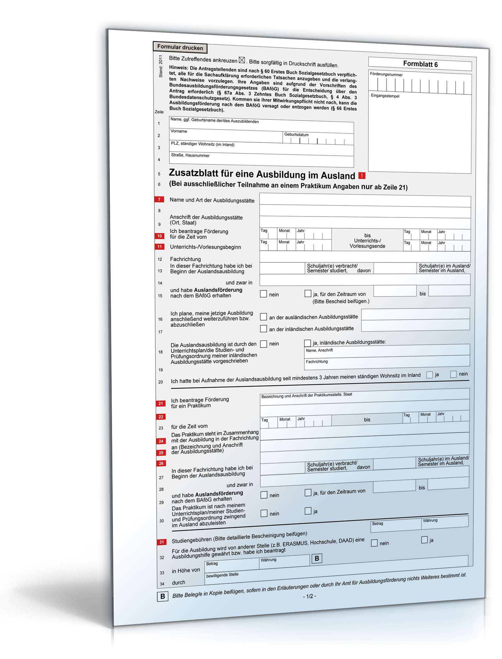 auslandsbafög antrag formulare