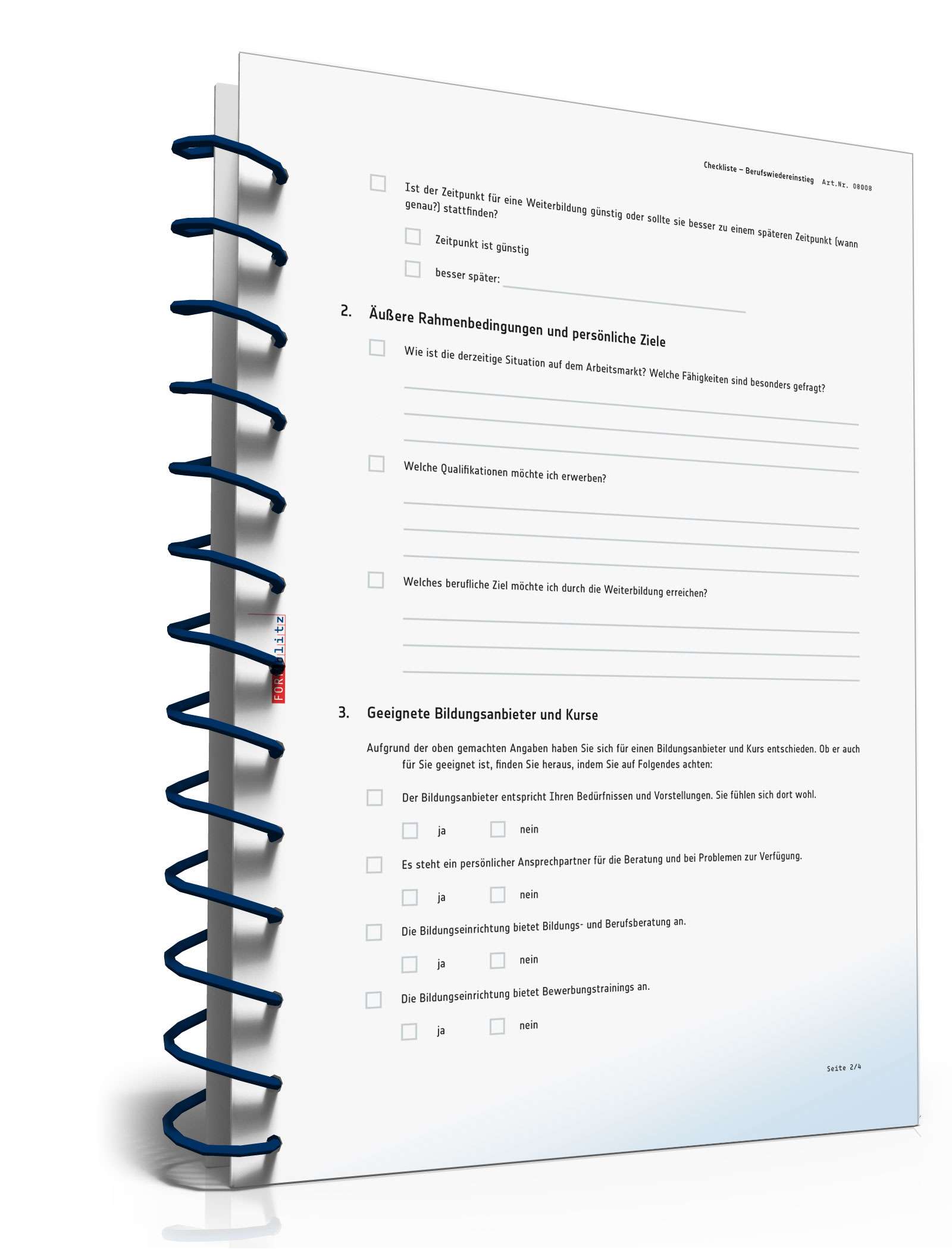 Checkliste Wiedereinstieg Beruf  PDF. Seite: 2