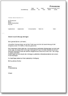 Begleitschreiben Versand Ausschreibungsunterlagen Word