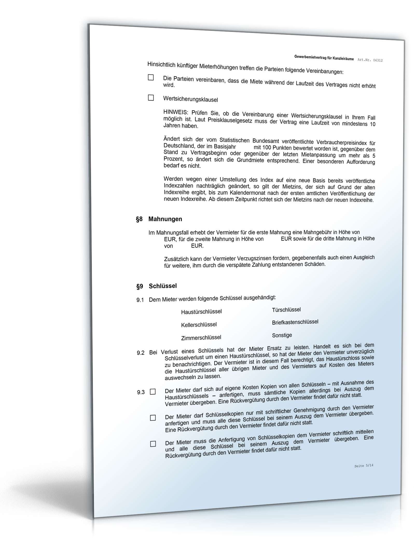 Gewerbemietvertrag Kanzleiräume Word. Seite: 5