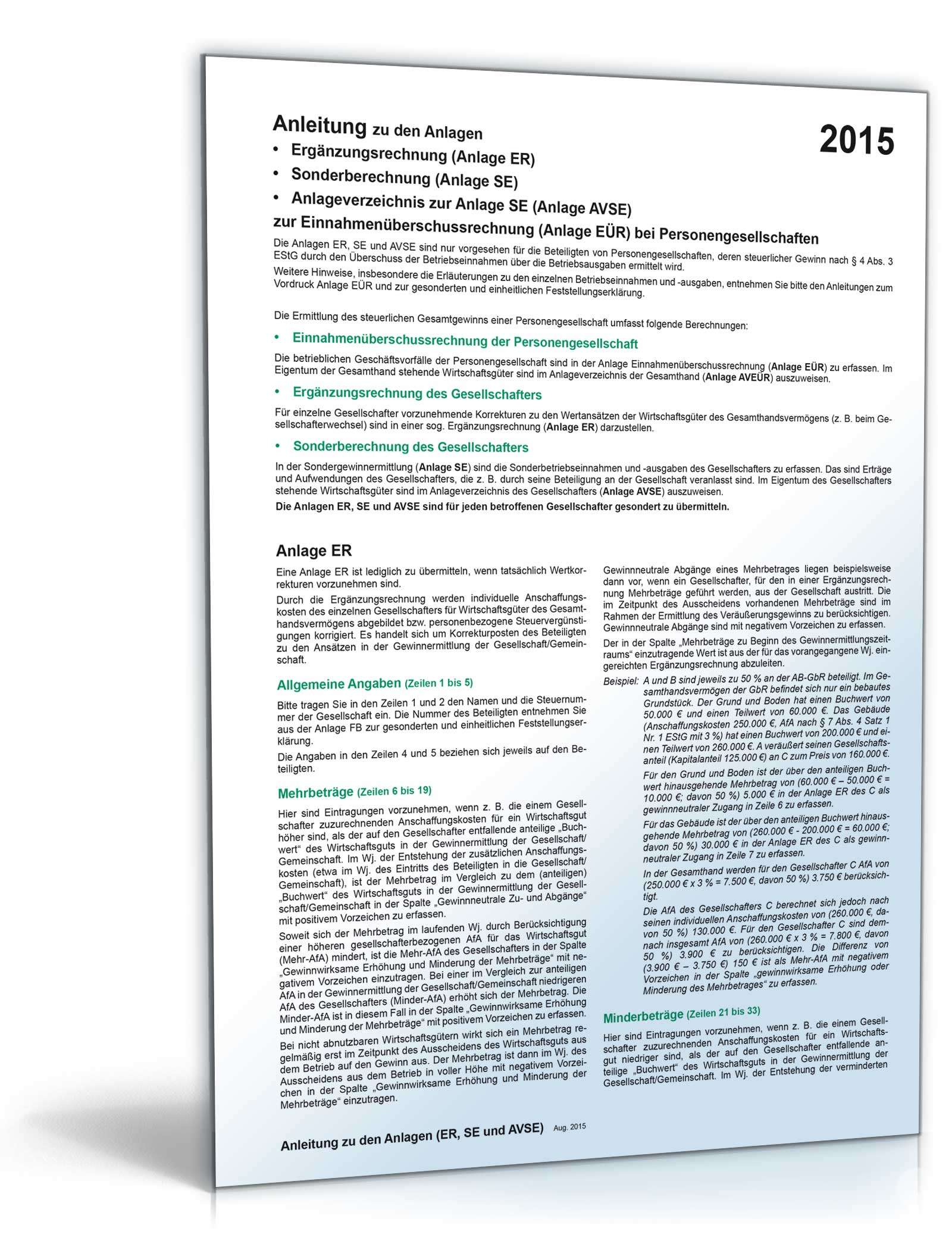 Anleitung für Anlage EÜR 2015 PDF. Seite: 7