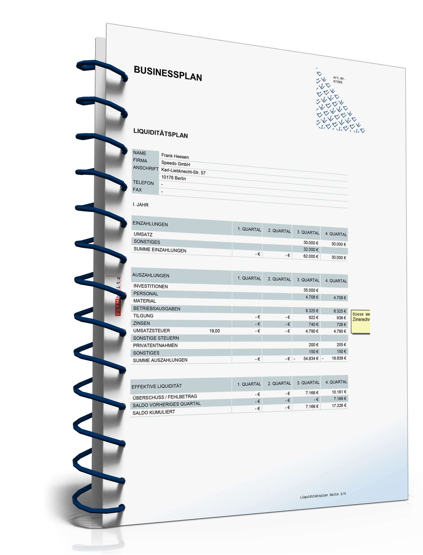 Businessplan Kurierdienst Excel. Seite: 29