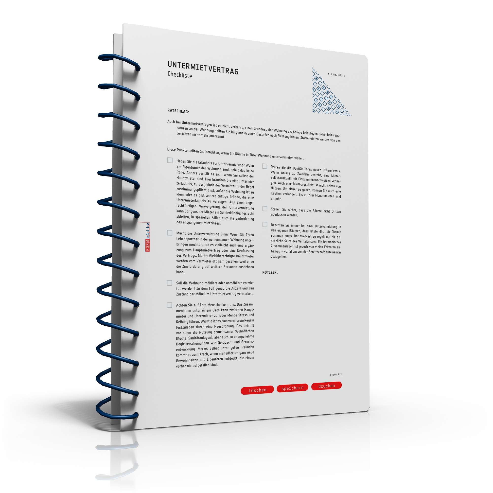 Checkliste Untermietvertrag PDF. Seite: 2