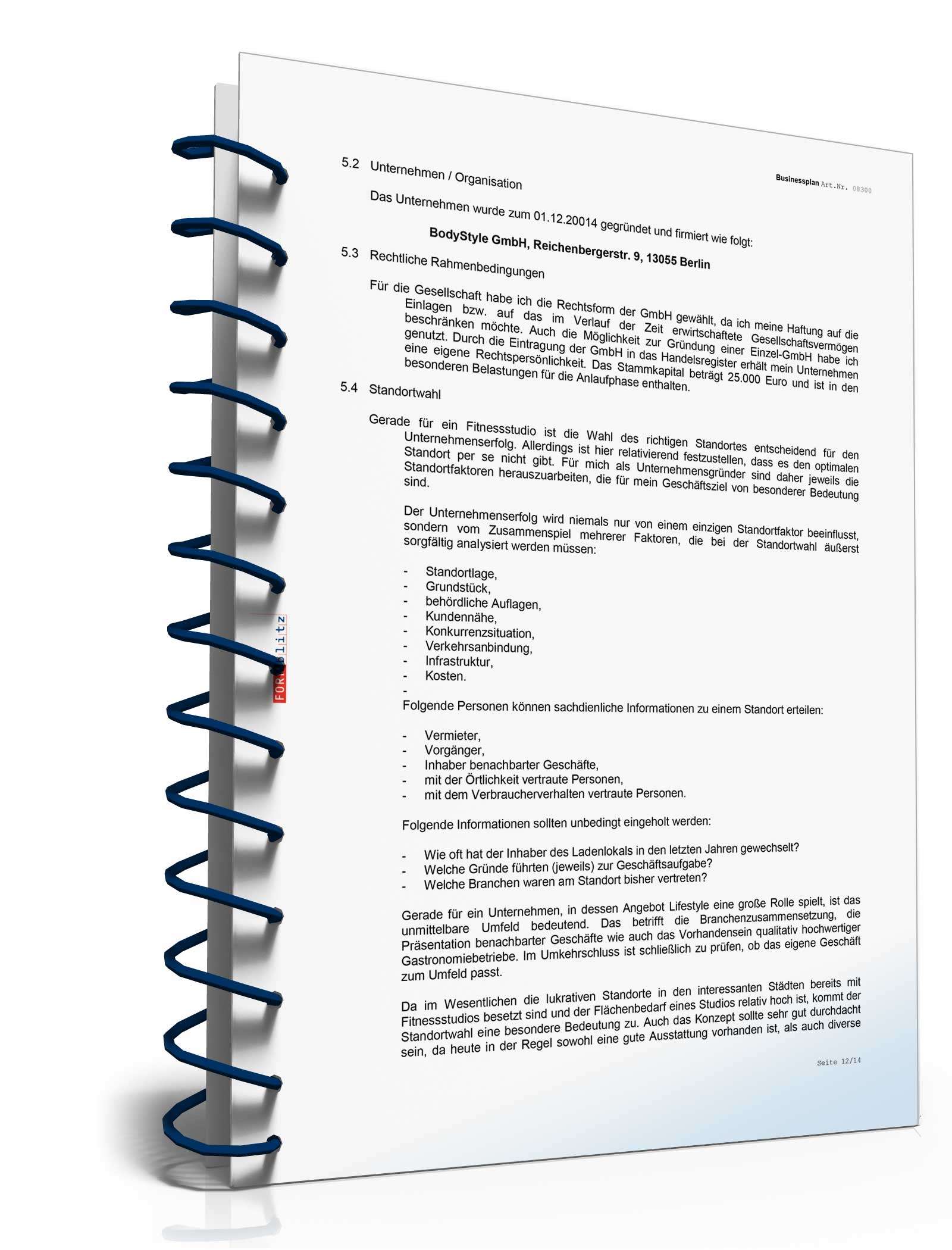 Businessplan Fitnessstudio Excel. Seite: 15