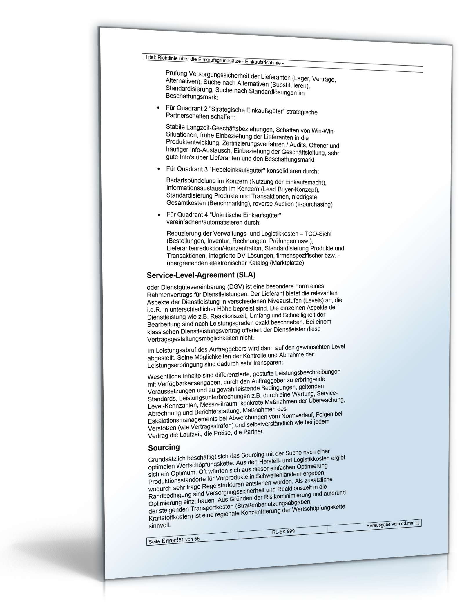 Richtlinien über die Einkaufsgrundsätze Word. Seite: 51