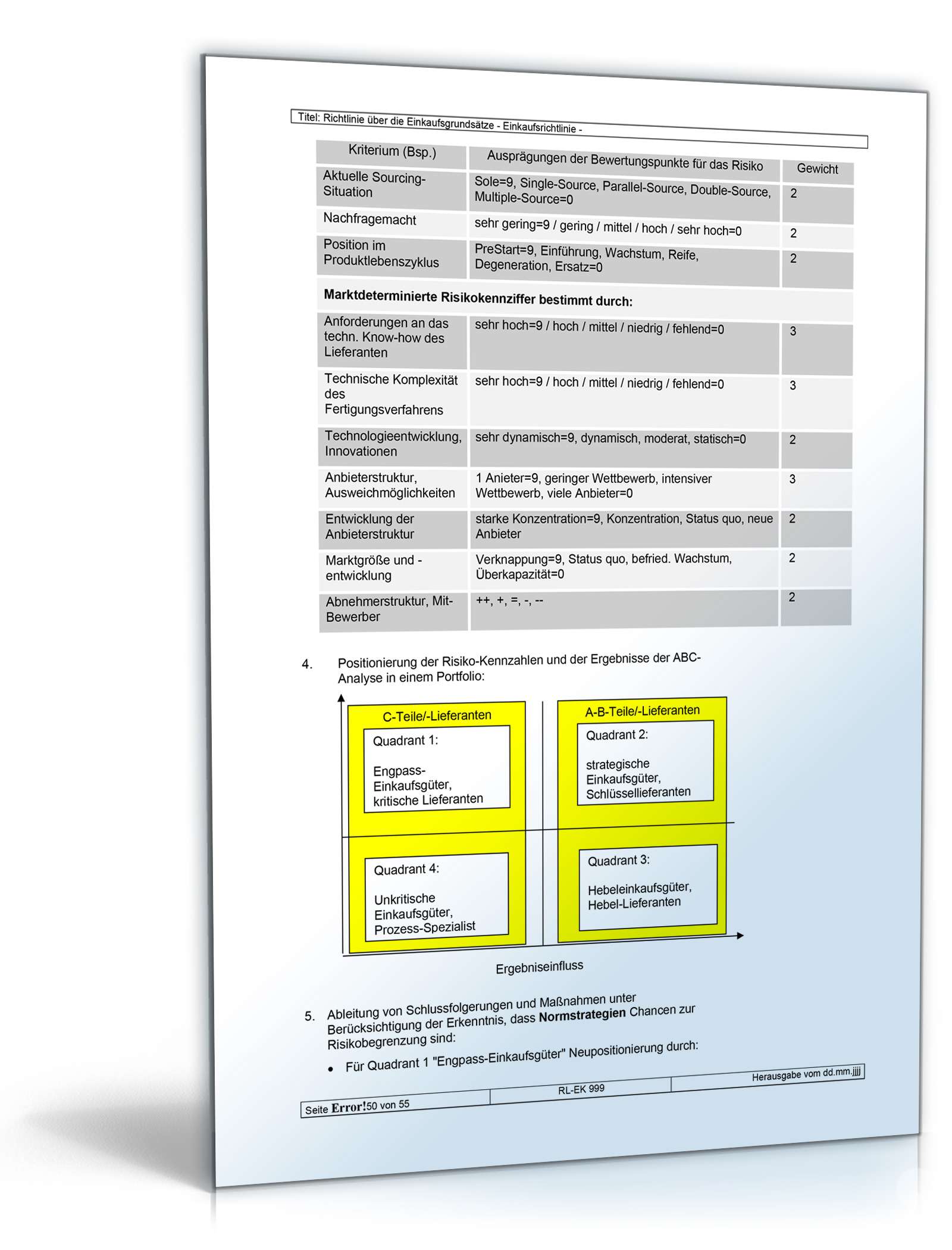 Richtlinien über die Einkaufsgrundsätze Word. Seite: 50