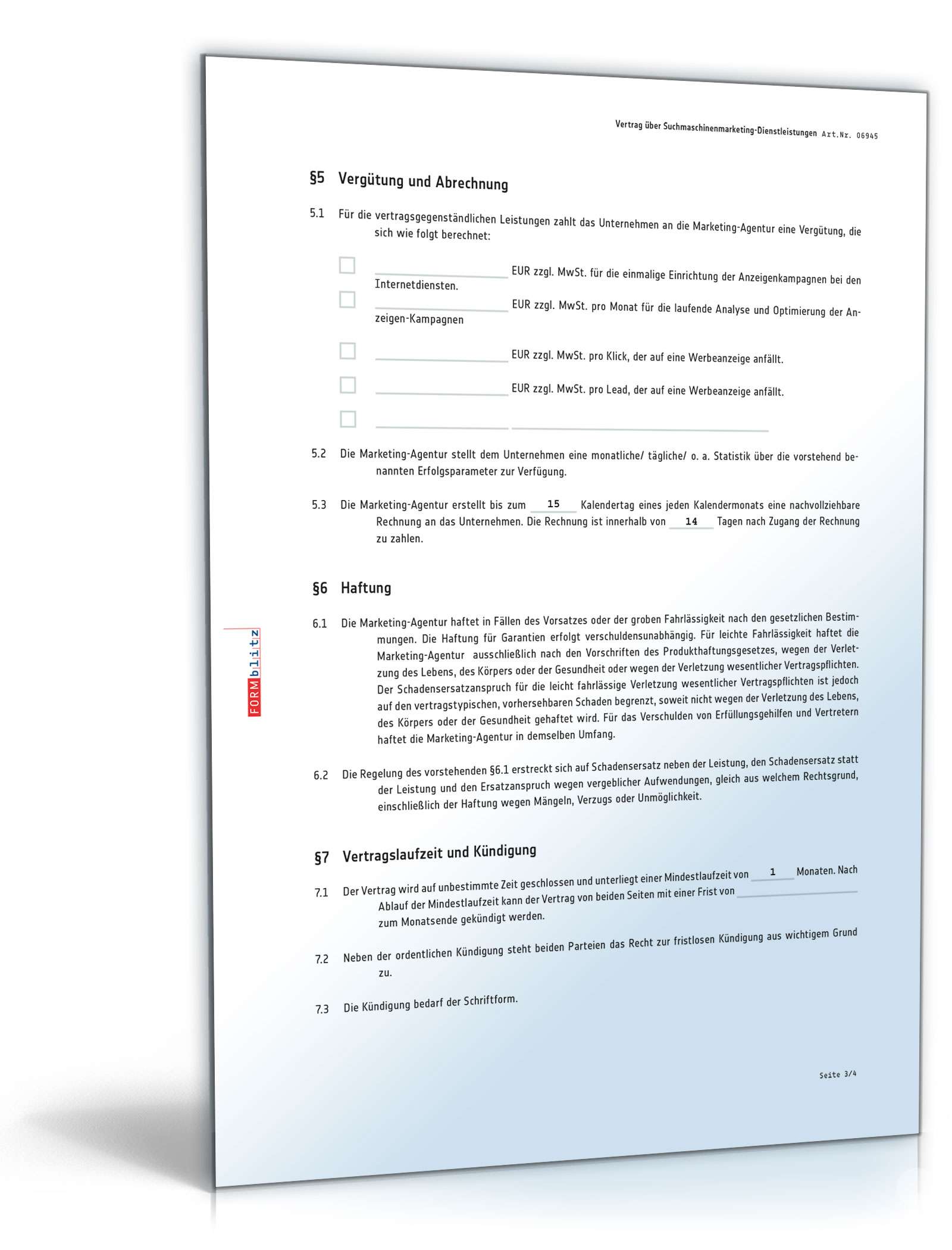 Vertrag Suchmaschinenmarketing PDF. Seite: 3