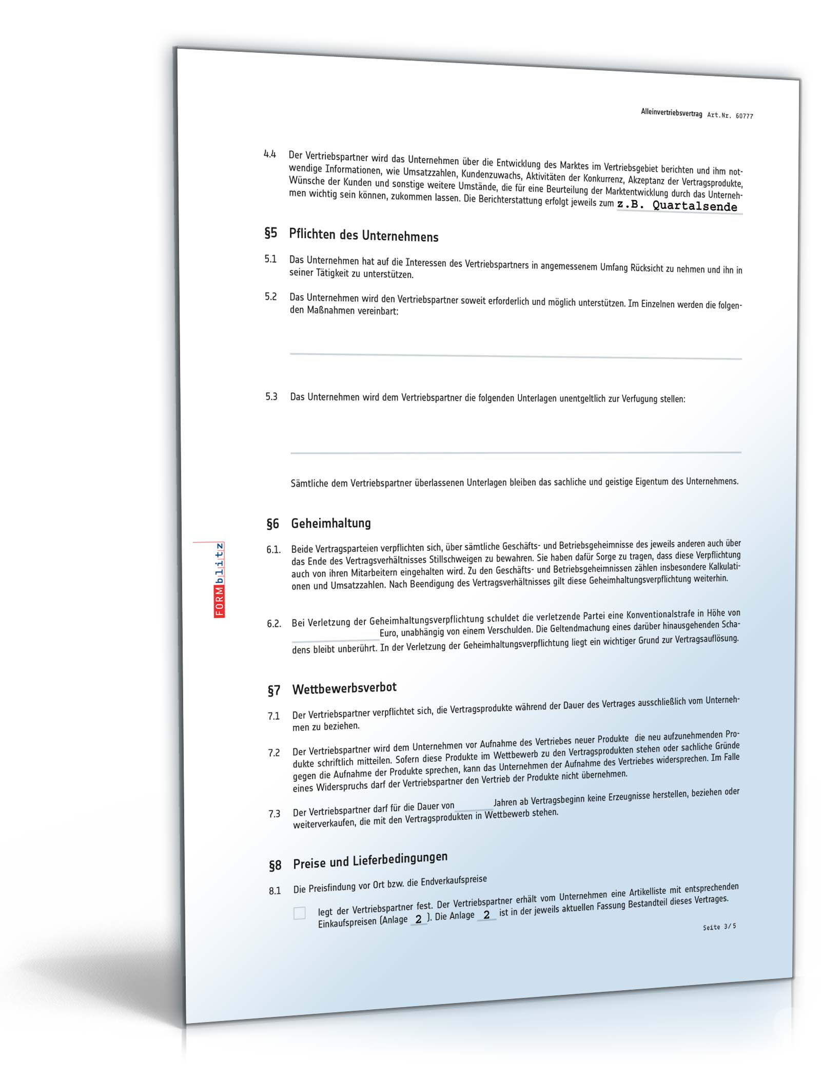 Alleinvertriebsvertrag PDF. Seite: 3