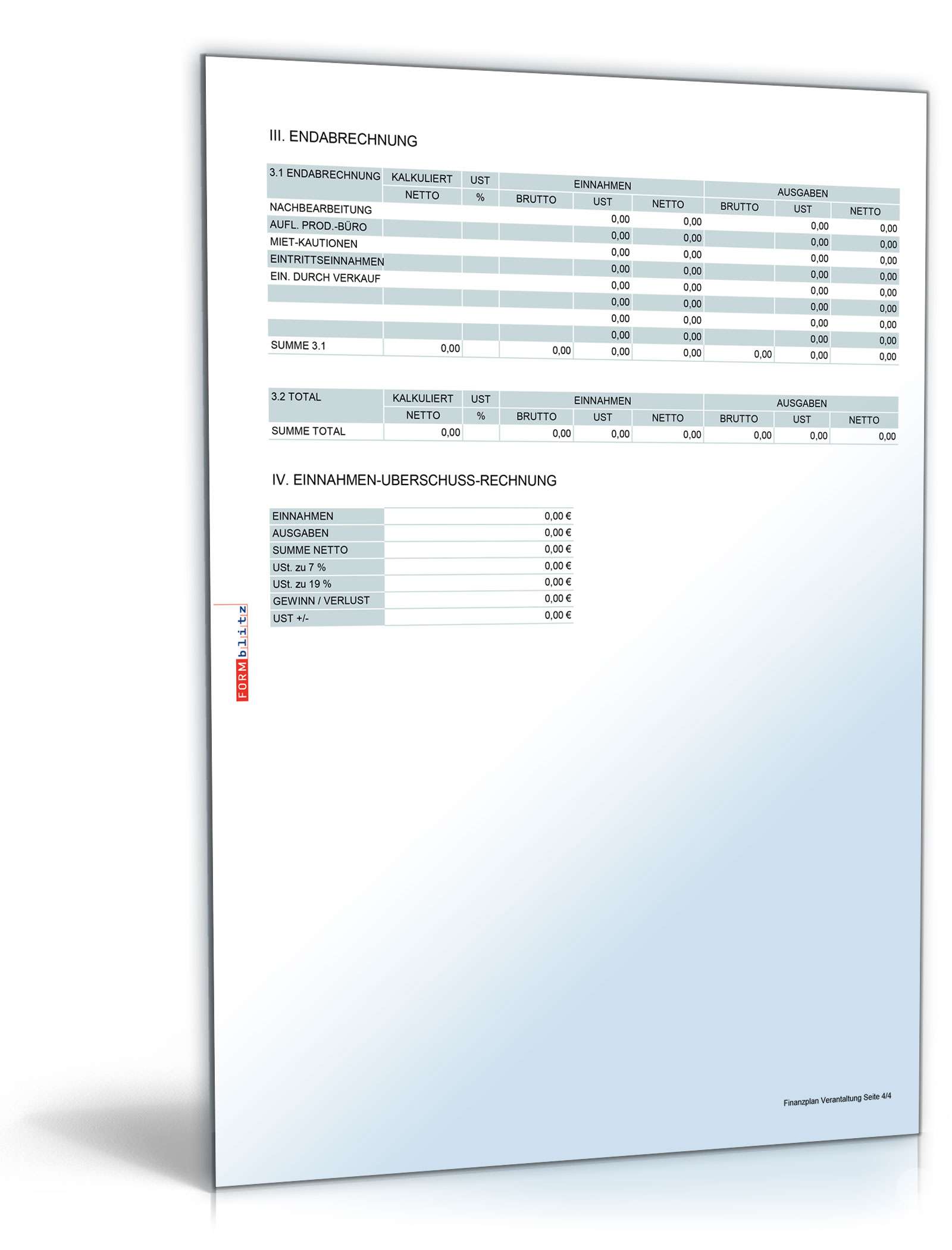 Finanzierungsplan Veranstaltung Excel. Seite: 4