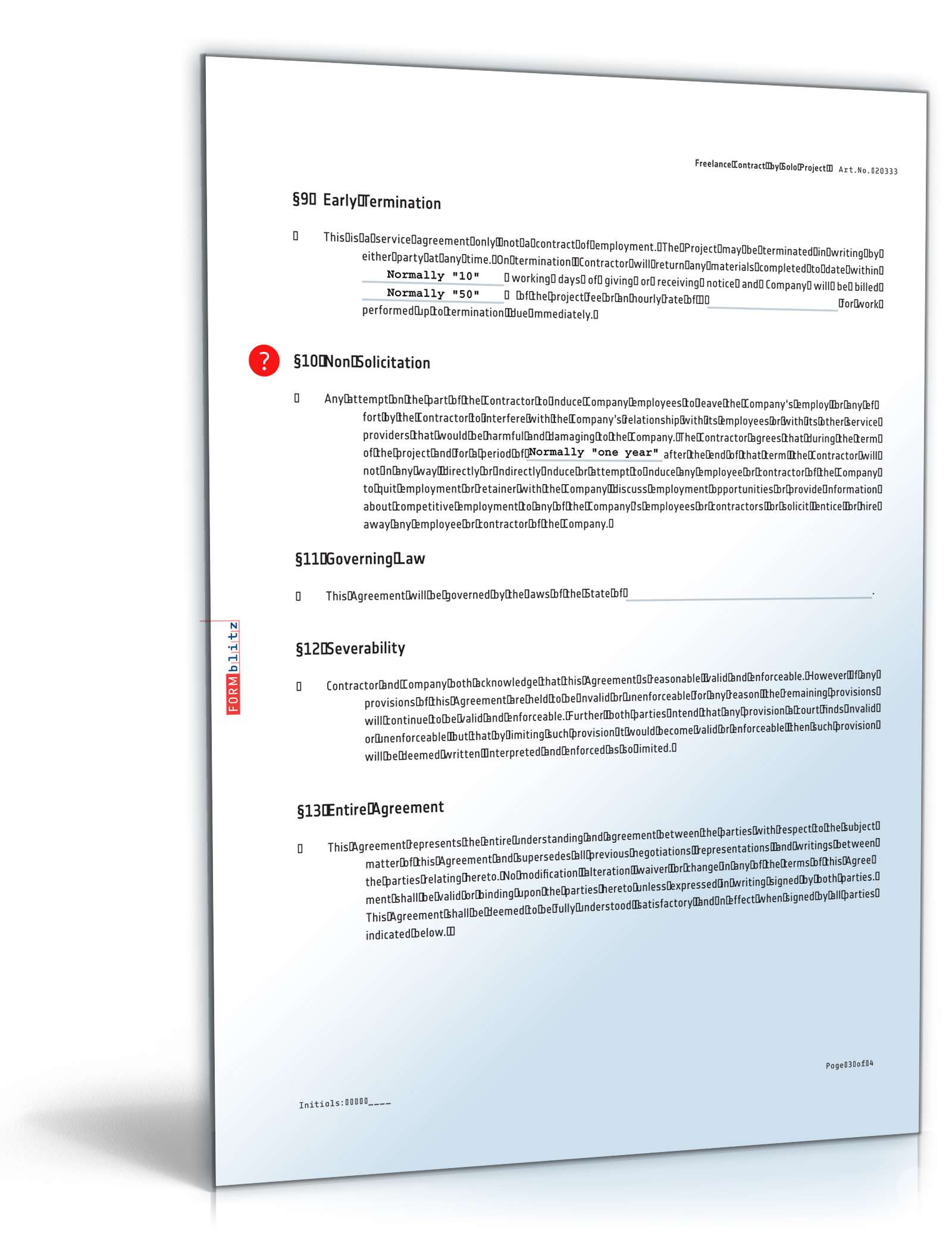 Freier Mitarbeitervertrag Englisch PDF. Seite: 3
