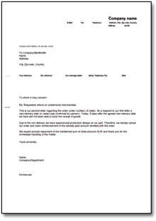 Forderung Rückzahlung bei Nichtlieferung Englisch/Deutsch Word