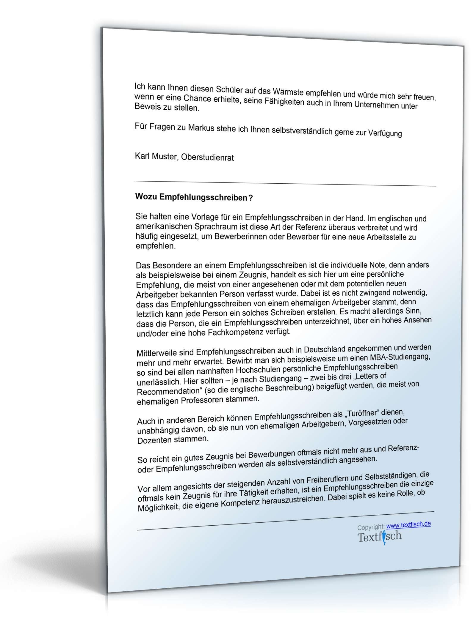 Empfehlung eines Schülers Word. Seite: 2