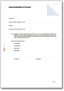 Einzugsermächtigung Word