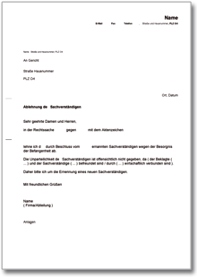 Ablehnung eines Sachverständigen vor Gericht Word