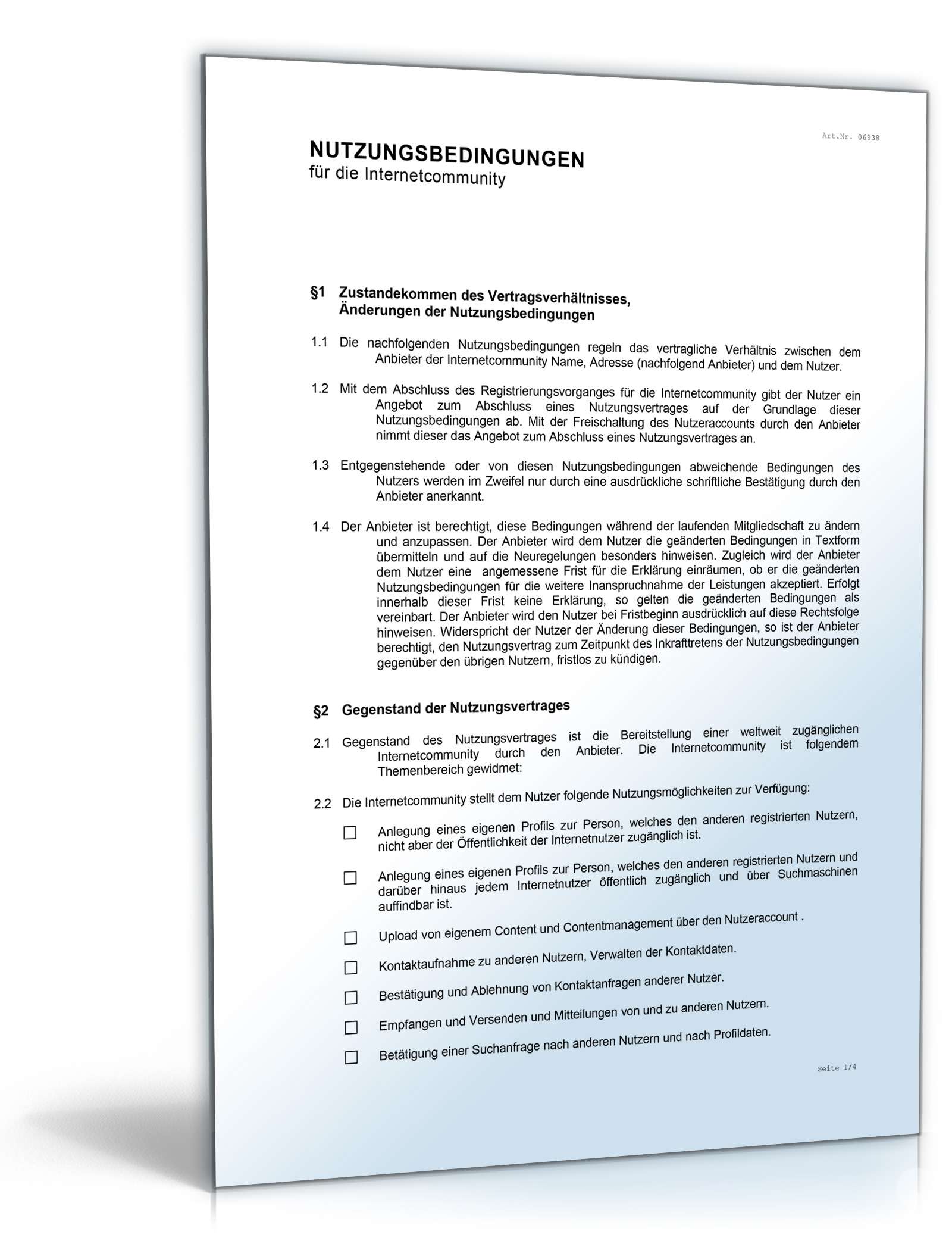 Nutzungsbedingungen Internet-Community Word