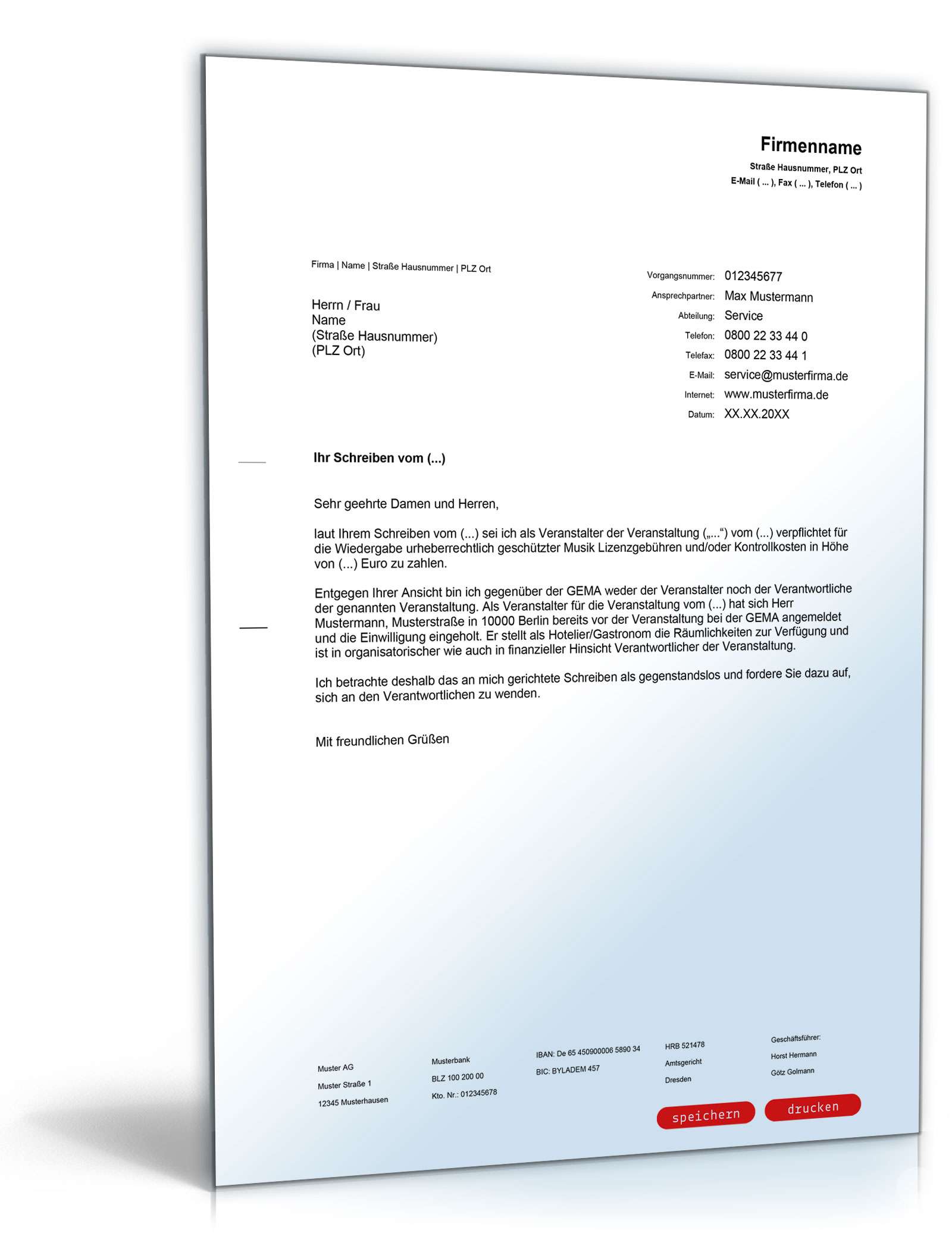 Widerspruch gegen die GEMA PDF