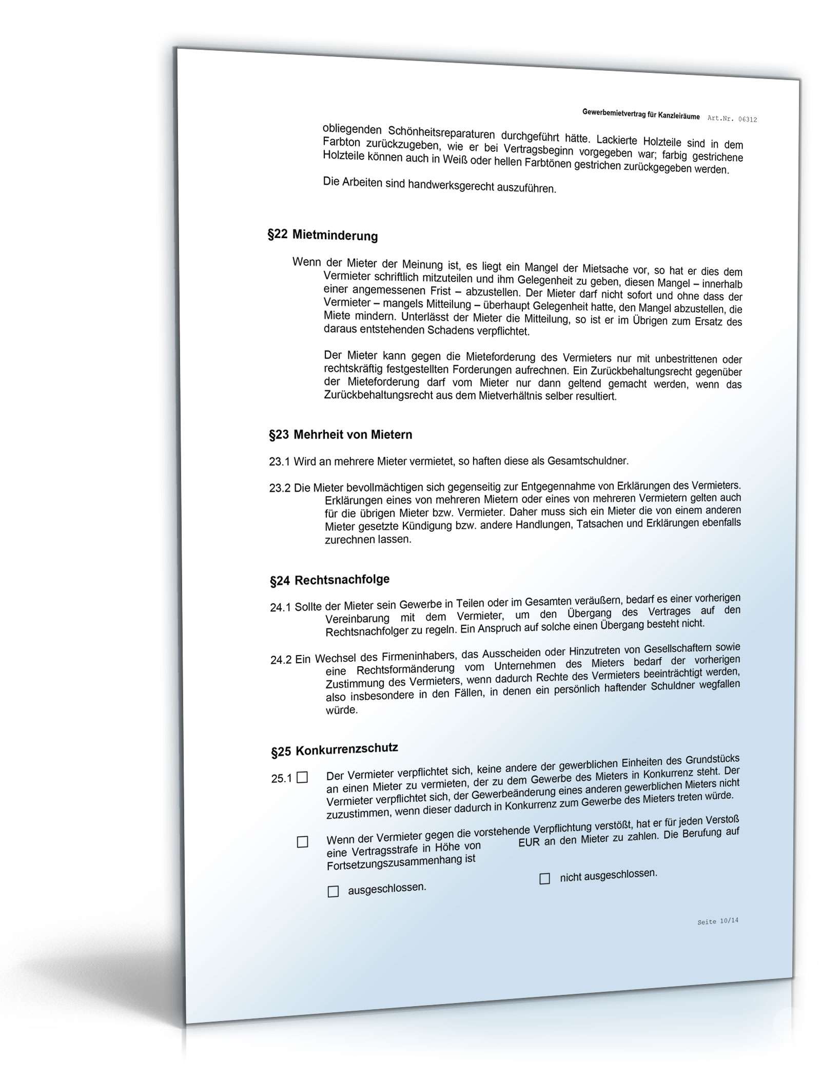 Gewerbemietvertrag Kanzleiräume Word. Seite: 10