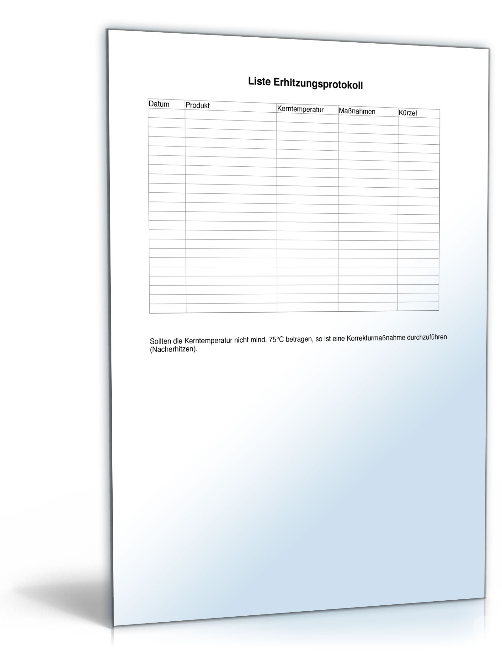 Liste Erhitzungsprotokoll PDF