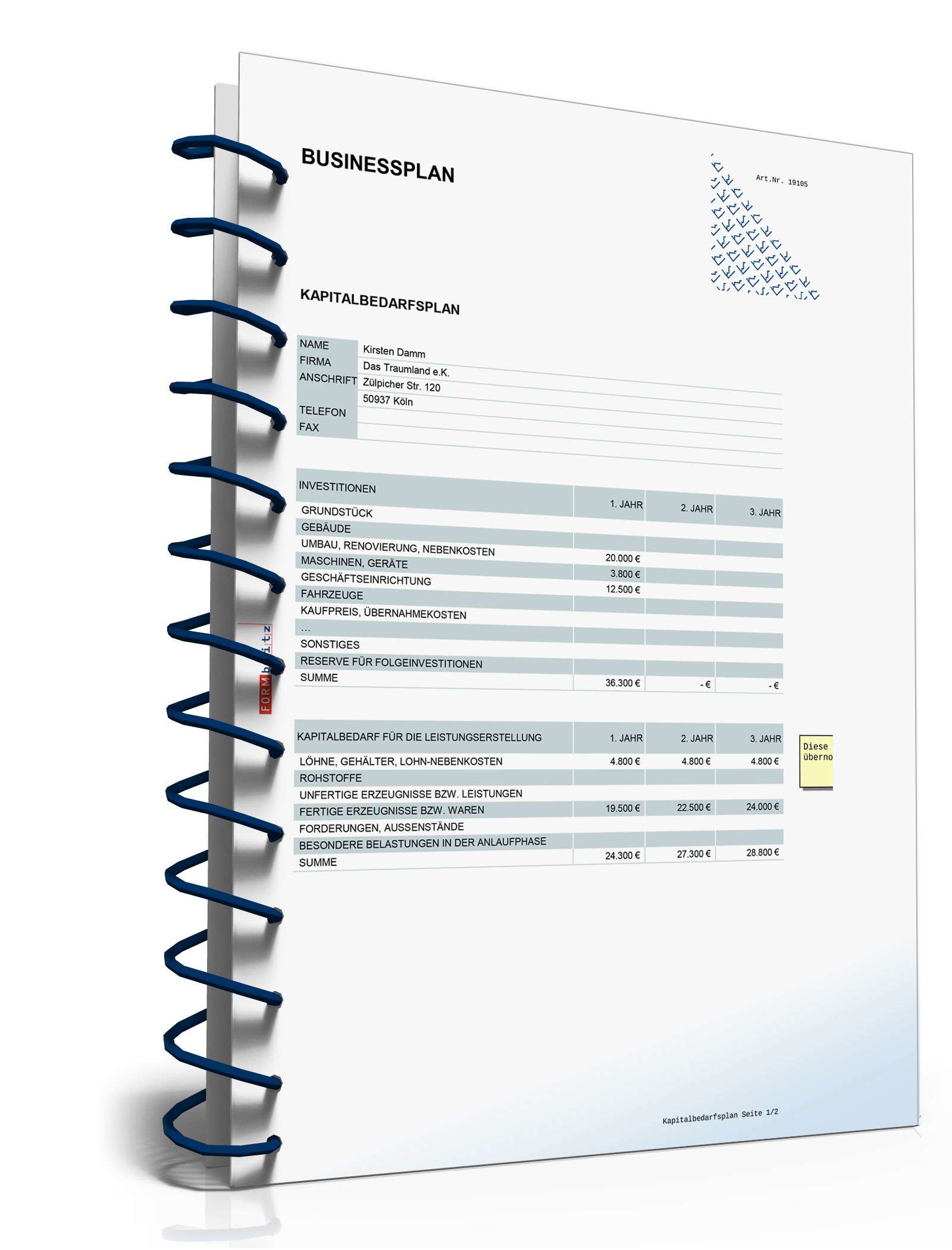 Businessplan Second-Hand-Laden Excel. Seite: 18