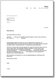 Mietminderung Wasserschaden Word