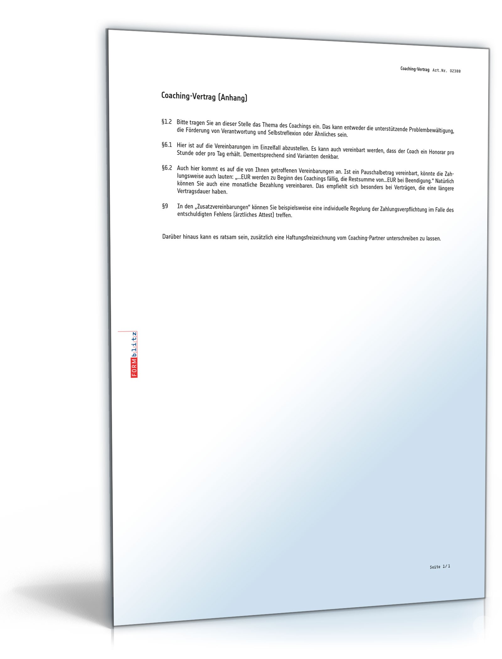 Coaching Vertrag PDF. Seite: 4