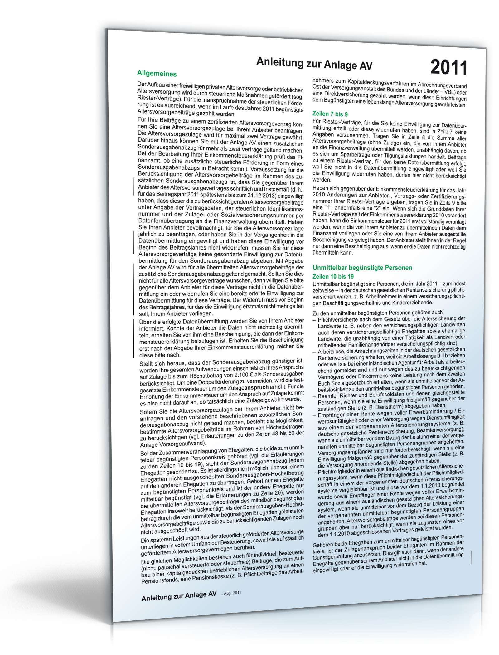 Anlage AV 2011 PDF. Seite: 2