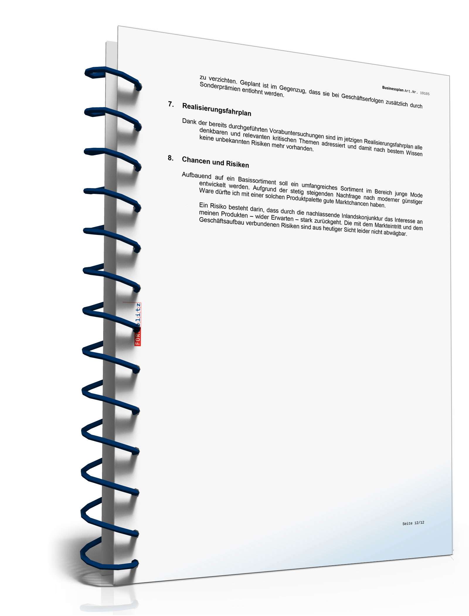 Businessplan Second-Hand-Laden Excel. Seite: 15