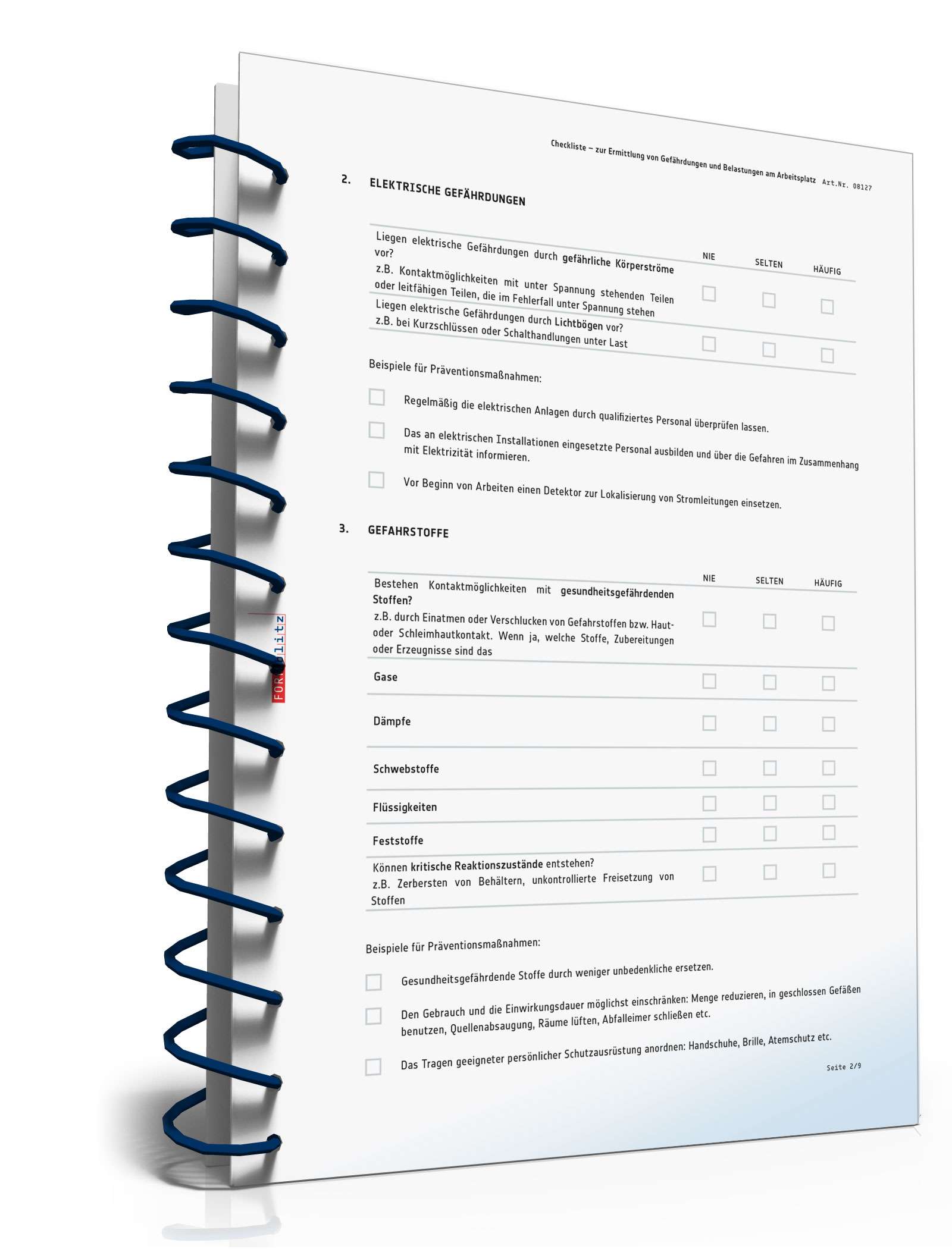 Checkliste Gefährdungen/Belastungen Arbeitsplatz PDF. Seite: 2