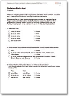 Risikotest Diabetes Word