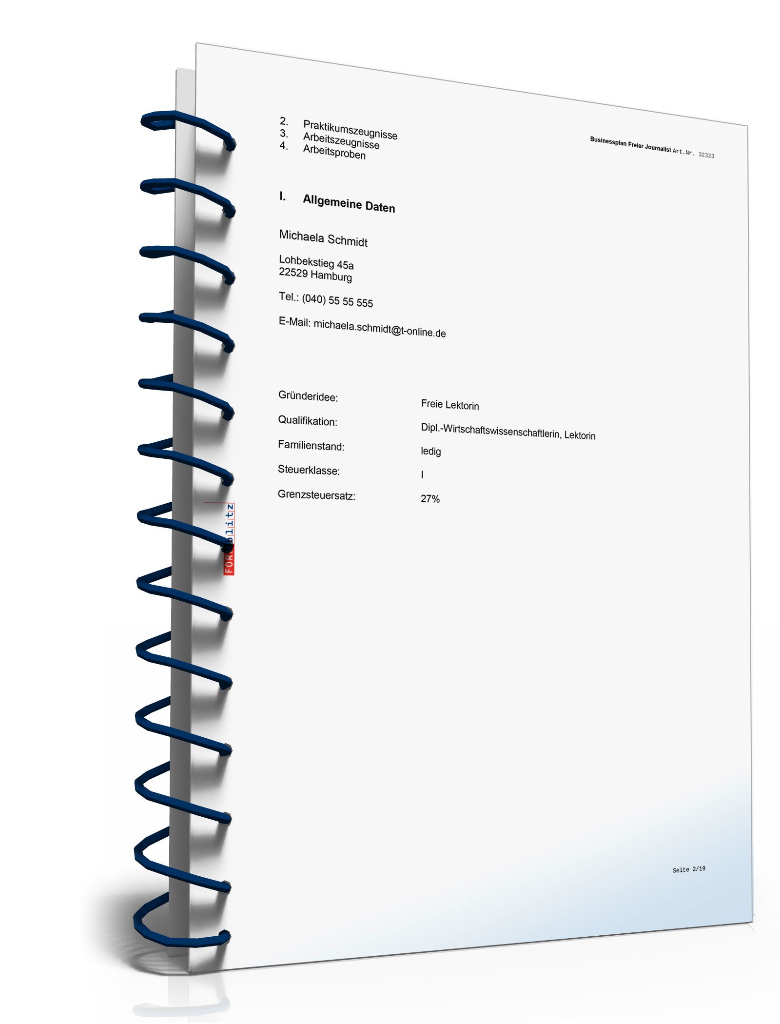 Businessplan Freier Lektor Excel. Seite: 4
