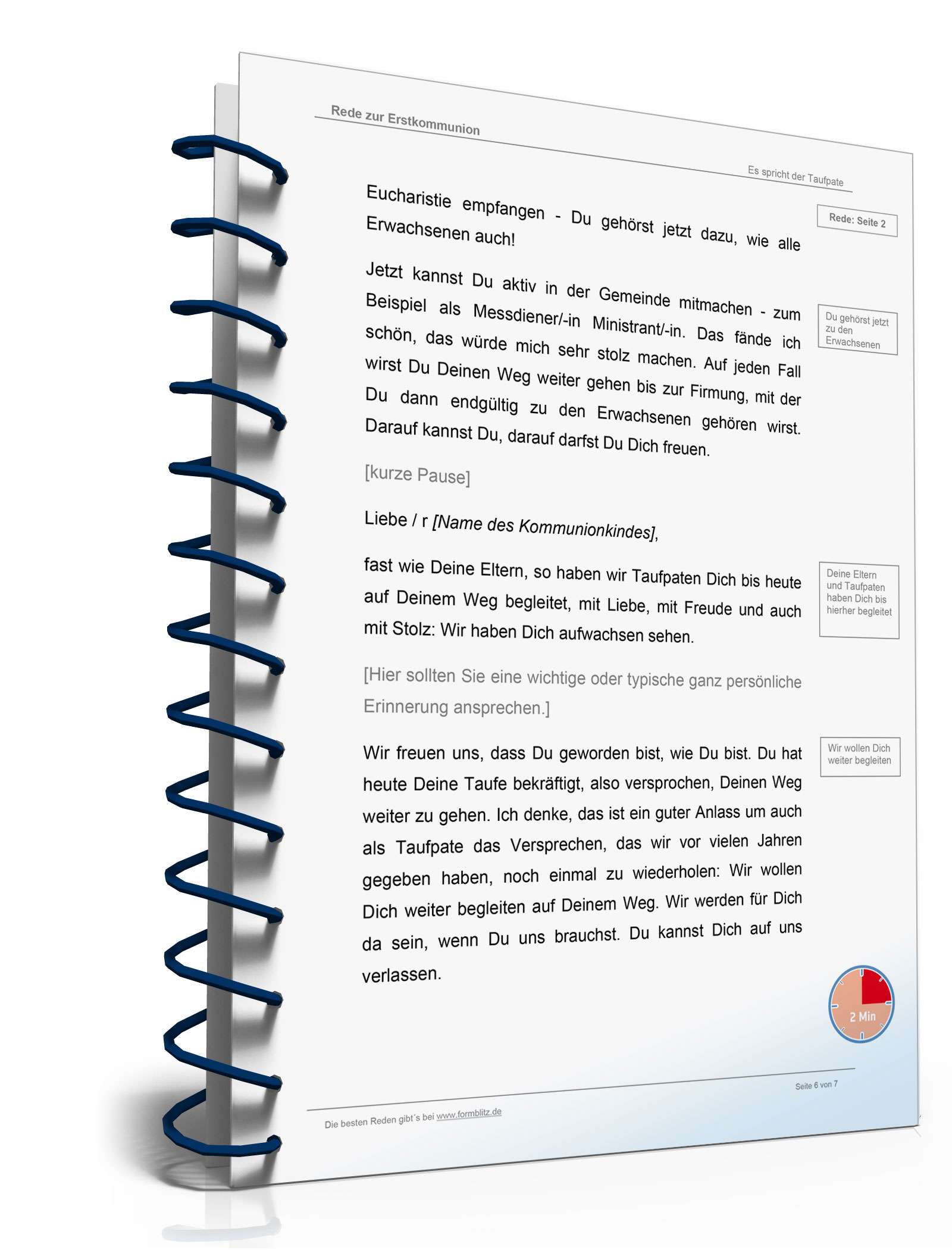 Musterrede Erstkommunion Word. Seite: 6